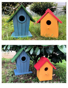 Imite — maison d'oiseaux colorée, en bois, pour suspendre le jardin, décoratif, nid d'élevage, tripode - Product Image 5
