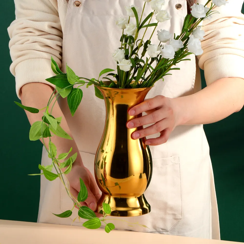 カラーミーホームホテルグッズ装飾クラシックウェディングステンレススチールフラワー花瓶