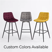 Chaises de bar classiques nordiques, chaises hautes personnalisées avec pieds en métal, repose-pieds, chaises de comptoir de cuisine en velours, chaises de bar à café