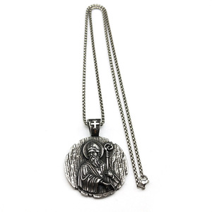 Europäische und Amerikanische Retro-Halskette mit Papst-Weisheits-Sage-Erzbischof-Anhänger aus Titanstahl, Herren-Edelstahlkette - Product Image 6
