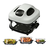 Friteuse à air multifonctionnelle 4-en-1 en verre avec 3 récipients de 6,34/3,38/2,43 qt, couvercle amovible, compatible micro-ondes, congélateur et lave-vaisselle