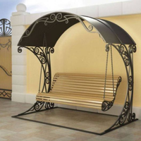 Lit balançoire d'extérieur en fer forgé avec auvent, design contemporain, 3 places, pour salon, hôtel, parc, plage, balcon, jardin