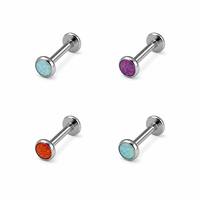 Bestseller ASTM-F136 Titane G23 à filetage interne avec Zircon Cubique, Labret, Clou d'oreille pour cartilage, Anneaux de lèvre, Série Basique, Bijoux de piercing