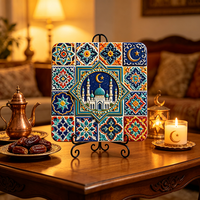 Panneau de carrelage en résine de style Iznik islamique personnalisé, ornement 3D, mosquée, croissant de lune, motif géométrique, décoration du Ramadan, vente en gros