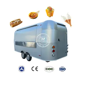 Aksesori truk makanan mobil Trailer dapur penjual 2024 dengan harga murah truk makanan baja tahan karat Airstream