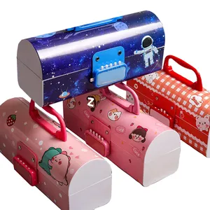Large Capacity Cartoon Stationery High Quality School Gift Password Lock Stationery Box Multi-functional Children Pencil Case