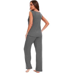 Conjunto de Pijama de Bambú y Viscosa Personalizado para Mujer, Suave, sin Mangas, con Pantalones con Cordón, Ropa de Dormir Ligera y Cómoda - Product Image 3