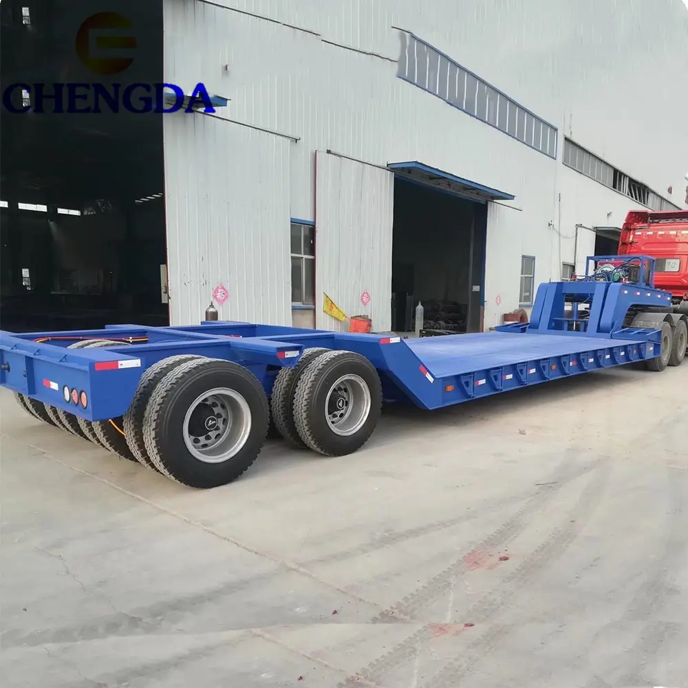 Factory Price 2 Axle Detachable Gooseneck Lowboy Lowbed Semi Trailer