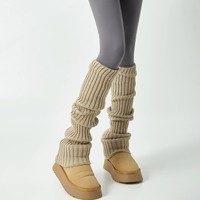 Nouveau produit 2026 : Couvre-jambes pour femme, type chaussette, au-dessus du genou, en tricot épais, respirant, en polyester, chauffe-jambes thermiques pour l'hiver