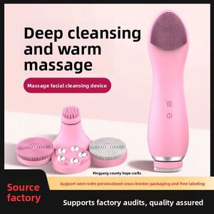 Brosse nettoyante électrique en silicone pour le visage, chauffante, massante, rotative, appareil de soin de la peau liftant - Product Image 3