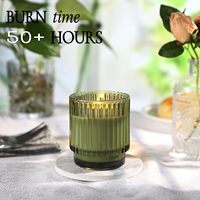 Bestseller 7oz Green Ribbed Glass Kerzen gläser mit Bambus deckel für Hochzeiten & Geschenk geben elegant gestaltete Kerzen behälter