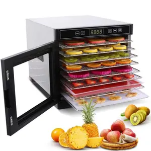 Secador solar de frutas y verduras, pantalla táctil simple de 4 vistas, panel y soplador de secador de frutas solar ajustable de 35-70 grados