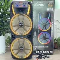SZ-1115 Speaker Trolley Super Bass Outdoor Dual 15 Inch yang Kuat dengan Mic, Lampu RGB, DJ, Wireless, Aktif, dan Karaoke
