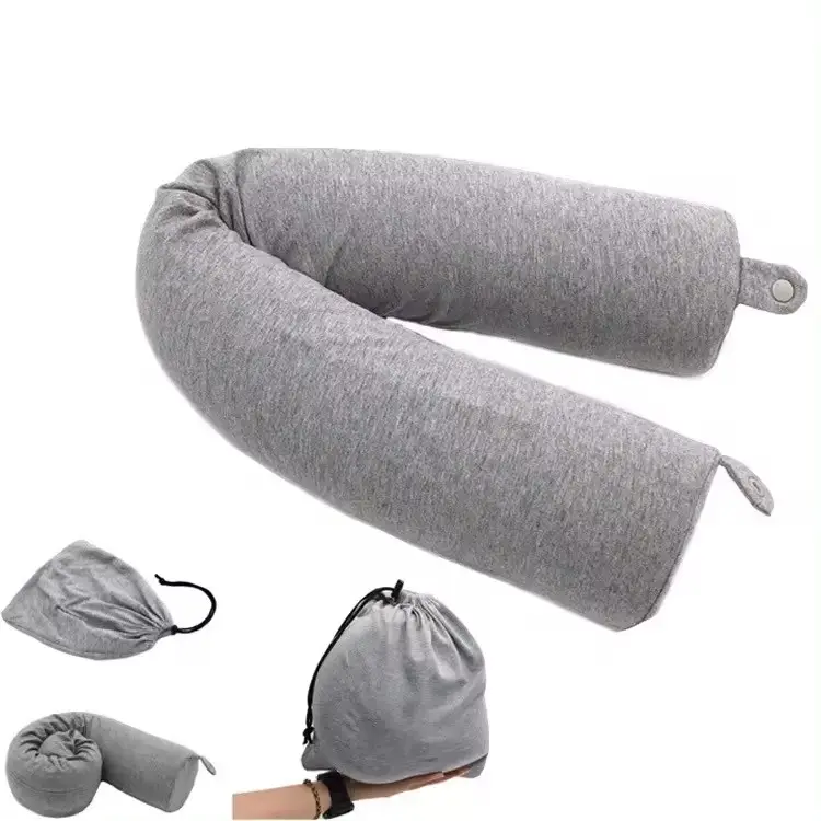 Memory Foam Neck Pillow for Travel Airplane Sleeping for Side Adjustable, Bendable Roll Neck Pillow