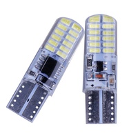 Éclairage de plaque d'immatriculation intérieur, feux de positionnement LED 12V, feux clignotants fixes, ampoule en silicone T10, 194 3014 24SMD T10 LED