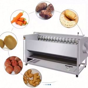 Automatic Commercial Fruit <b>Vegetable</b> Cassava Peel Small Ginger Sweet Small Potato <b>Brush</b> Wash Carrot Potato Washing Machine - Product Image 1