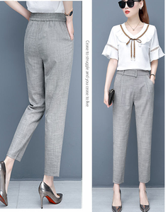 <span class=keywords><strong>Pantalon</strong></span> d'été fin en coton et <span class=keywords><strong>lin</strong></span> pour femmes, <span class=keywords><strong>grande</strong></span> <span class=keywords><strong>taille</strong></span>, <span class=keywords><strong>taille</strong></span> haute, pieds amples, élastique, <span class=keywords><strong>pantalon</strong></span> décontracté pour femmes. - Product Image 4
