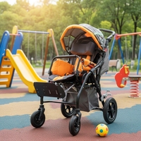 Silla de Ruedas Ortopédica Reclinable para Bebés con Parálisis Cerebral, Silla de Ruedas Pediátrica para Niños y Adultos con Bandeja