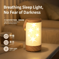 Lampe d'Ambiance Murale Rechargeable en Bois en Forme d'Étoile pour Chambre d'Enfant, Veilleuse USB pour Chambre à Coucher, Idéale pour une Ambiance Confortable à la Maison
