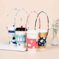Sac en toile de coton personnalisé, fourre-tout pour boisson, sachet porte-gobelet, de thé au lait, de café, avec poignée, pièces