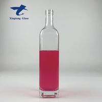 Pabrik Cina Kristal batu api disesuaikan 750Ml 500Ml minuman keras botol kaca Roh untuk Vodka Gin wiski dengan tutup sekrup