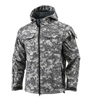 Veste Softshell Tactique d'Extérieur Hiver Homme, Imperméable et Respirante, Doublure Polaire, Motif Camouflage, en Tissu 'Beetle Shark Skin' avec Empiècements Longs