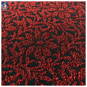 YX1284 160gsm 100% 涤纶批发酒红色闪亮卢勒克斯提花面料带3D水钻阿拉伯服饰提花面料 - Product Image 4