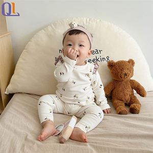 Top de algodón de manga larga para recién <span class=keywords><strong>nacido</strong></span>, conjunto de ropa de casa, ropa de dormir para bebé, conjunto de dos piezas con estampado Floral para niña, pijama infantil - Product Image 1