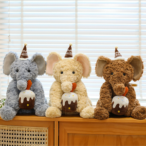 <b>Elephant</b> Shape Plush Toy Pillow & Small Bear Stuffed Animal, Home <b>Decor</b> & Festival Gift for Boys Girls - Product Image 1