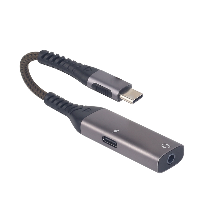 Wide Compatibility 2 In 1 Usb Type C To 3.5MM Jack Adapter Hifi DAC Aux Audio Splitter with 60W PD Fast Charge