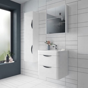 Gabinetto fissato al muro dello specchio di vanità del gabinetto del <span class=keywords><strong>bagno</strong></span> di legno solido grigio su ordinazione all'ingrosso di stile dell'europa - Product Image 3