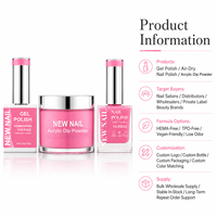 Kit de vernis à ongles UV 3 en 1 avec logo personnalisé, couleur assortie, longue durée, 15 ml, ensemble de vernis à ongles, poudre acrylique pour trempage, gel polonais