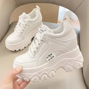 Matsuke scarpe da papà rialzanti con tacco donna primavera e autunno 2023 scarpe Casual sportive stringate alla moda - Product Image 3