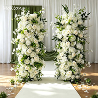Arche de mariage MoKtong en forme de corne, avec orchidées et roses blanches, toile de fond florale, arche florale artificielle en forme de corne pour la décoration d'événements