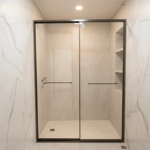 Mampara de Ducha Corredera Semi-Frameless Personalizada para Proyectos, Vidrio Transparente, Cromo, Garantía de 4 Años, Fácil de Limpiar - Product Image 1
