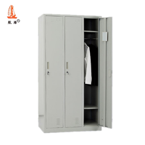 Armadio portaoggetti in metallo <span class=keywords><strong>Almira</strong></span> in acciaio grigio chiaro a 3 ante armadio da palestra in metallo CKD - Product Image 1