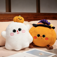 Peluche Citrouille d'Halloween Personnalisée en Usine avec Chapeau de Sorcière, Peluche Citrouille Kawaii de Dessin Animé pour Décoration de Fêtes