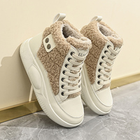 Baskets montantes blanches pour femme, nouvelle collection, style coréen, doublure épaisse de haute qualité, chaudes et décontractées, rehaussantes, pour étudiantes