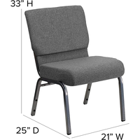 Chaise de salle à manger empilable en tissu gris de qualité commerciale, durable et personnalisable, pour église, avec revêtement en tissu noir – Vente en gros