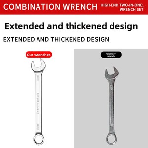 طقم مفاتيح ربط مزدوجة الاستخدام من الكروم فاناديوم، أداة يدوية كهربائية، مفتاح ربط مفتوح وثابت بنمط زهرة البرقوق مقاس 1/2 بوصة - Product Image 3