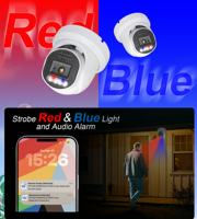 Cámara IP de Seguridad PoE de 5MP con Luz Estroboscópica Roja y Azul y Alarma de Audio, Comunicación Bidireccional, Detección Humana por IA, Hasta 512G SD, Metálica