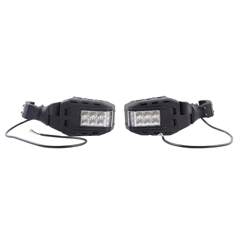 1 пара, комплект боковых зеркал заднего вида для квадроцикла R-igid 64011 со светодиодными лампами DRL, поворотники для Polaris RZR для can am