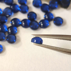 Cabujón Redondo de Espinela Sintética, Tamaños de 3mm a 5mm, 113 #   Gema de espinela azul para la fabricación de joyas - Product Image 2