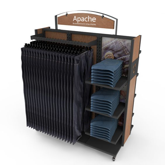Custom Jean Rack Bevis Customizable Wood Jeans Display Rack for Supermarket and Mall