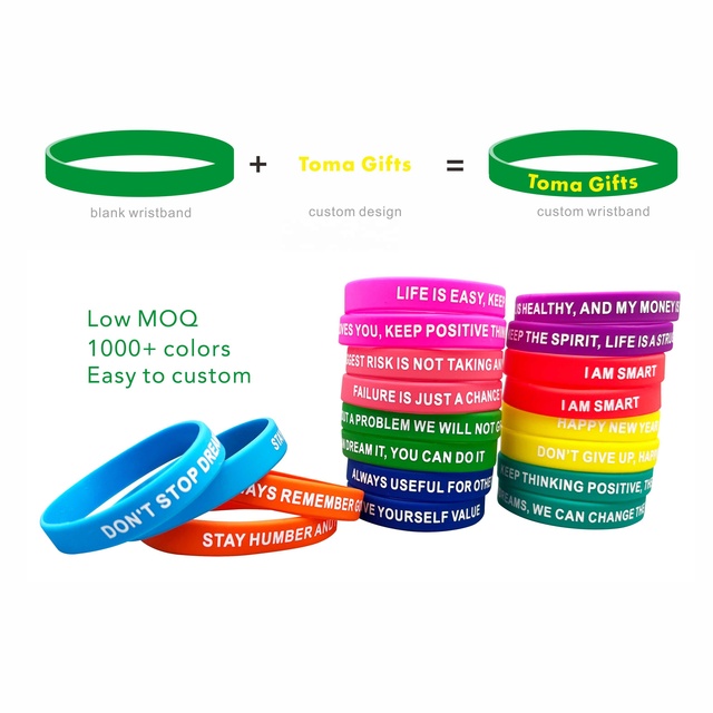 Custom Engraved Ink Filled Text Logo Pray Silicone Bracelet Running Sports Waterproof Promotional Gifts Screen Printed Custom