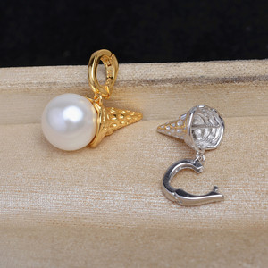 จี้เงินแท้ Wenchi S925 รูปทรงกรวย พร้อมไข่มุกขนาด 10-11 มม. อุปกรณ์ DIY อเนกประสงค์สำหรับเครื่องประดับ รุ่น 13538 ฐานจี้แบบ Snap-On จากประเทศจีน - Product Image 1