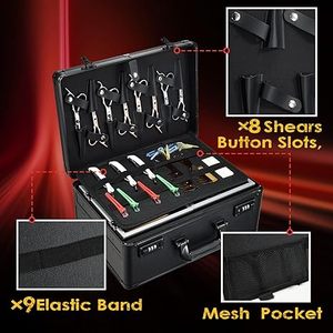 Estuche <span class=keywords><strong>de</strong></span> Aluminio para Barbería con 6 Compartimentos Deslizantes para Máquinas <span class=keywords><strong>de</strong></span> Cortar Cabello, <span class=keywords><strong>Maletín</strong></span> <span class=keywords><strong>Profesional</strong></span> para Herramientas <span class=keywords><strong>de</strong></span> Barbería - Product Image 5