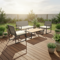 Juego de Sofás de 4 Piezas para Conversación, Muebles de Exterior, Grupos de Asientos, Sofás Listos para Enviar, Conjuntos de Lujo para Patio, Jardín y Ocio