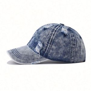 Casquette de baseball tendance toutes saisons pour hommes et femmes, en jean délavé et déchiré, style urbain - Product Image 5
