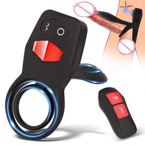 Control remoto Beat vibración <span class=keywords><strong>Eros</strong></span> anillo hombres y mujeres con dispositivo de masturbación bloqueo espermatóforo anillo esposa choque juguetes sexuales - Product Image 1